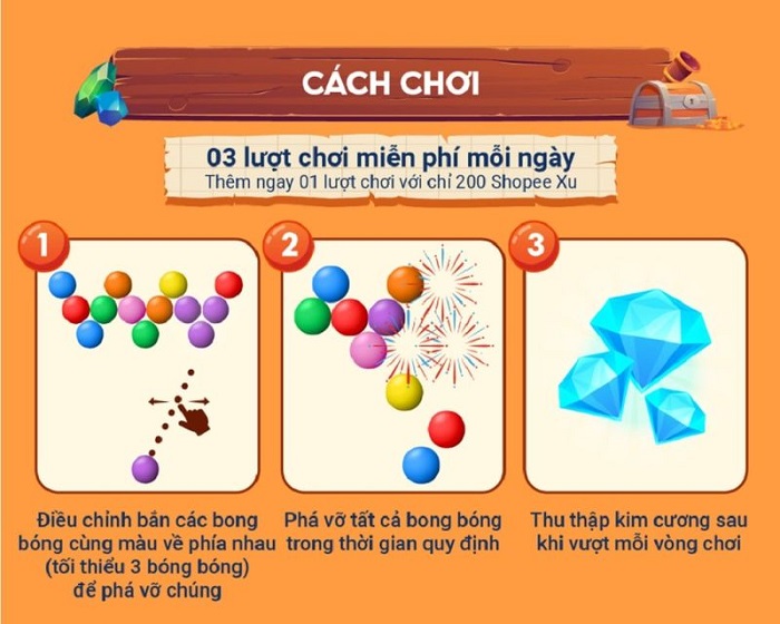 [Hướng dẫn] Cách chơi Shopee Bắn Bong Bóng tích lũy kim cương - viwin.pw - VIWIN.PW